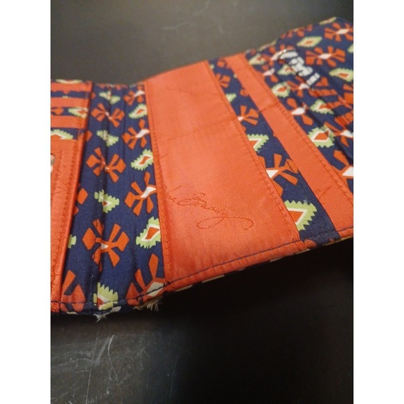 Vera Bradley Wallet Sun Valley Retired Orange Navy Cards ID Casual!! - Picture 7 of 7